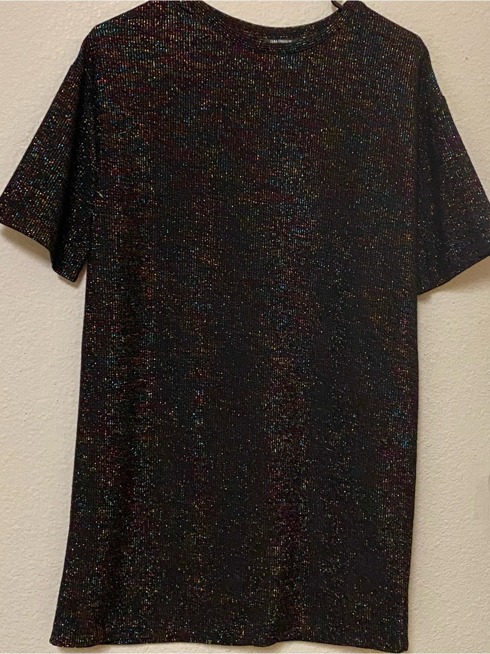 Zara Trafaluc Shimmer Knit Short Sleeve Top - Size Small